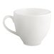 A plain ivory porcelain cup with a handle.