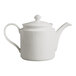 A white porcelain teapot with a lid.