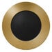 A black and gold circular RAK Porcelain Metal Fusion flat plate.
