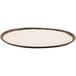 A GET glazed cream melamine plate with a brown rim.