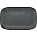 A matte speckled gray rectangular platter with a small rim.