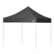 a black tent with a triangle top