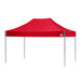 An E-Z Up red canopy with a steel frame.