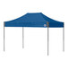 An E-Z Up royal blue canopy tent with a steel gray frame.