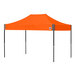 An orange canopy with black poles.