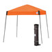 An orange E-Z Up canopy with a steel gray frame in a black bag.