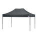 A black E-Z Up canopy with a white background.