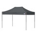 A steel gray E-Z Up canopy tent with poles.