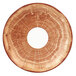 A circular wood plate with a white circle in center.