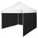 A black E-Z Up canopy sidewall with a white door.