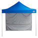 a blue tent with a white cover