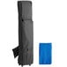 A black bag with a blue cover with the words "Backyard Pro Courtyard Series 10' x 15' Blue Straight Leg Steel Instant Canopy" on it.