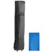 A blue Backyard Pro Courtyard Series canopy in a blue and black travel bag.