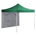 a grey tarp with green trim