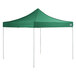 a green tent with a triangular top