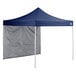 A navy blue tent with a triangular top and white mesh walls.