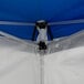 The blue top of a Backyard Pro Courtyard canopy tent.