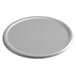 A white round Choice 9" dough pan lid on a round silver plate.