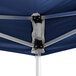 A navy blue Backyard Pro instant canopy with metal poles.