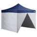 A blue tent with a white canopy and walls.