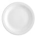 An Acopa bright white stoneware plate with a narrow white rim.