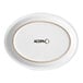 An Acopa bright white oval stoneware platter with a narrow rim.