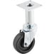 A Pitco black metal swivel plate caster with black and metal wheels.