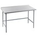 An Advance Tabco stainless steel work table with legs.
