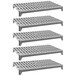 A grey rectangular plastic shelf kit with 5 vented shelves.