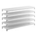 A stationary shelving kit with five solid white shelves, measuring 60 inches by 18 inches.