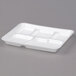 A white styrofoam tray with five compartments.