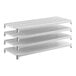 A white stationary shelving kit with three vented shelves and one solid shelf.