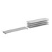 A stack of white plastic shelves with rectangular shapes.