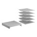A stack of white plastic shelves.