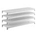 A white stationary shelving kit with three vented shelves and one solid shelf, measuring 54 inches by 18 inches.