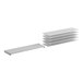 A white rectangular object with several white vented shelves and one white solid shelf.