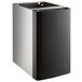 A black and silver metal stand for a Follett ice maker and dispenser.