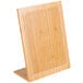 A Cal-Mil bamboo menu displayette with a clear plastic cover.