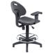 A black National Public Seating Kangaroo swivel industrial stool with a chrome base.