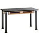 a black and wood desk