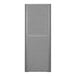 A grey cabinet with a mesh panel.