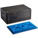 A black plastic CaterGator food pan carrier with a blue ice board inside.