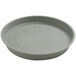 A grey round plastic plate with a grey round plastic center.