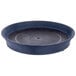 A round blue plastic induction base with a black circle.