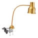 An Avantco gold stainless steel heat lamp with a cable and clamp.