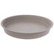 A round gray plastic bowl with a lid.