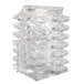 A close-up of a box of Sterno Marquee clear glass square candle holders.