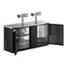 A black Avantco beer dispenser with four taps on a counter.