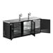 A black Avantco beer dispenser with three doors and two taps.