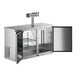 An Avantco stainless steel beer dispenser with two open doors.